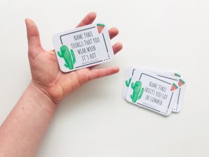 Name 3 things cards – SUMMER edition (do pobrania)